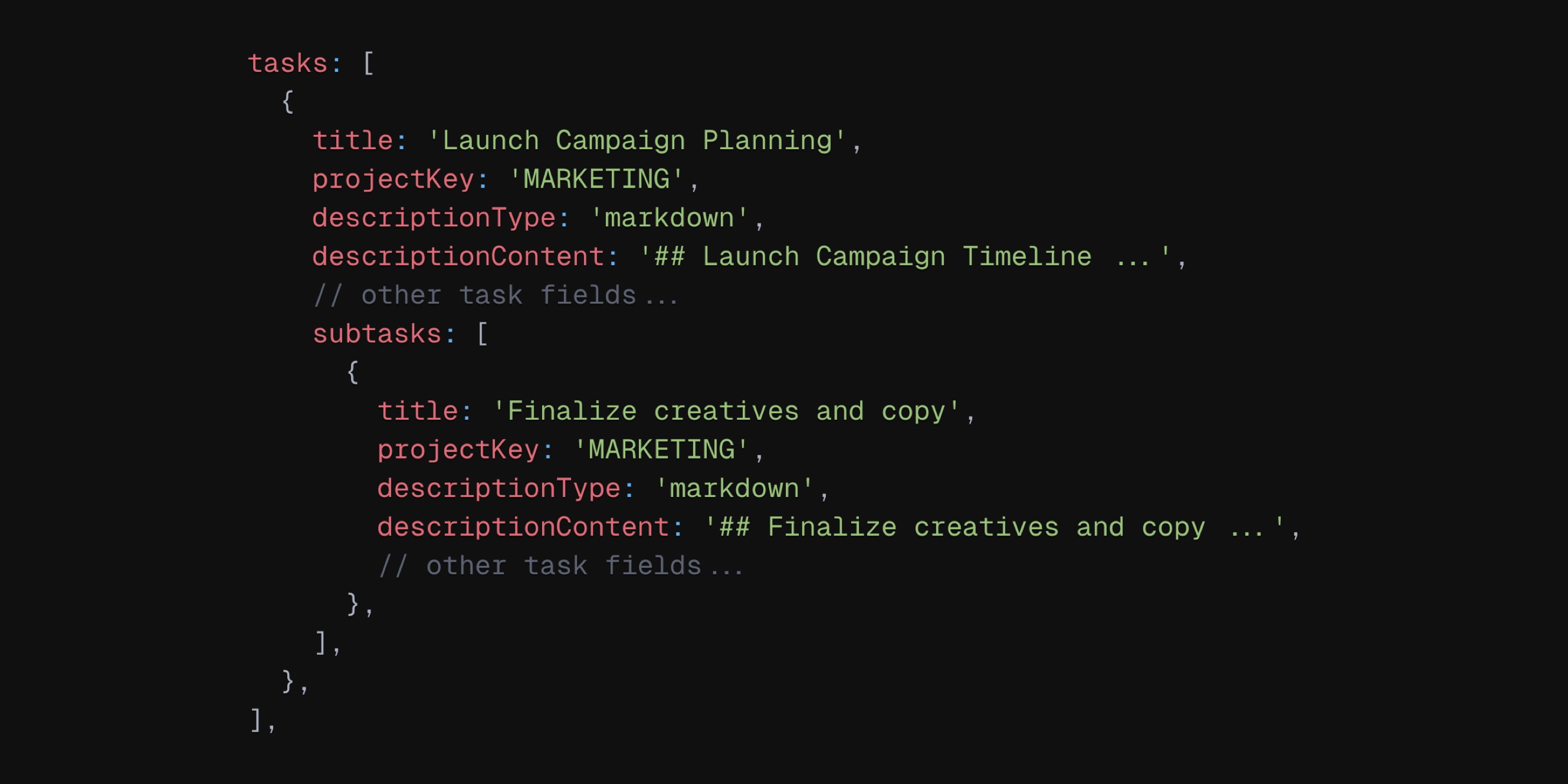 API: Create Tasks With Subtasks