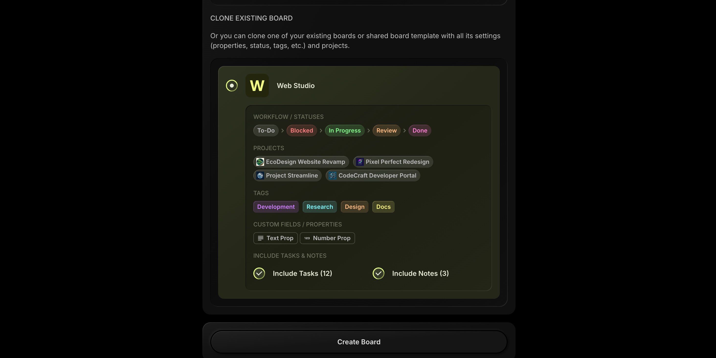 Clone Boards With Tasks And Notes
