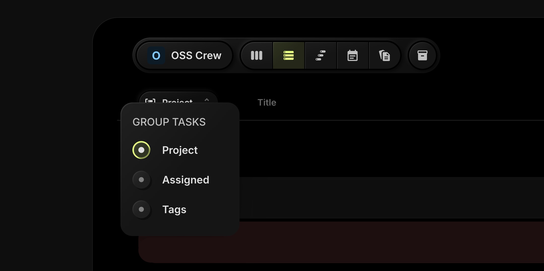List View Task Grouping