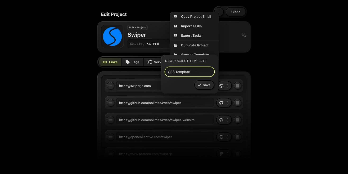 Project Templates & Project Duplication