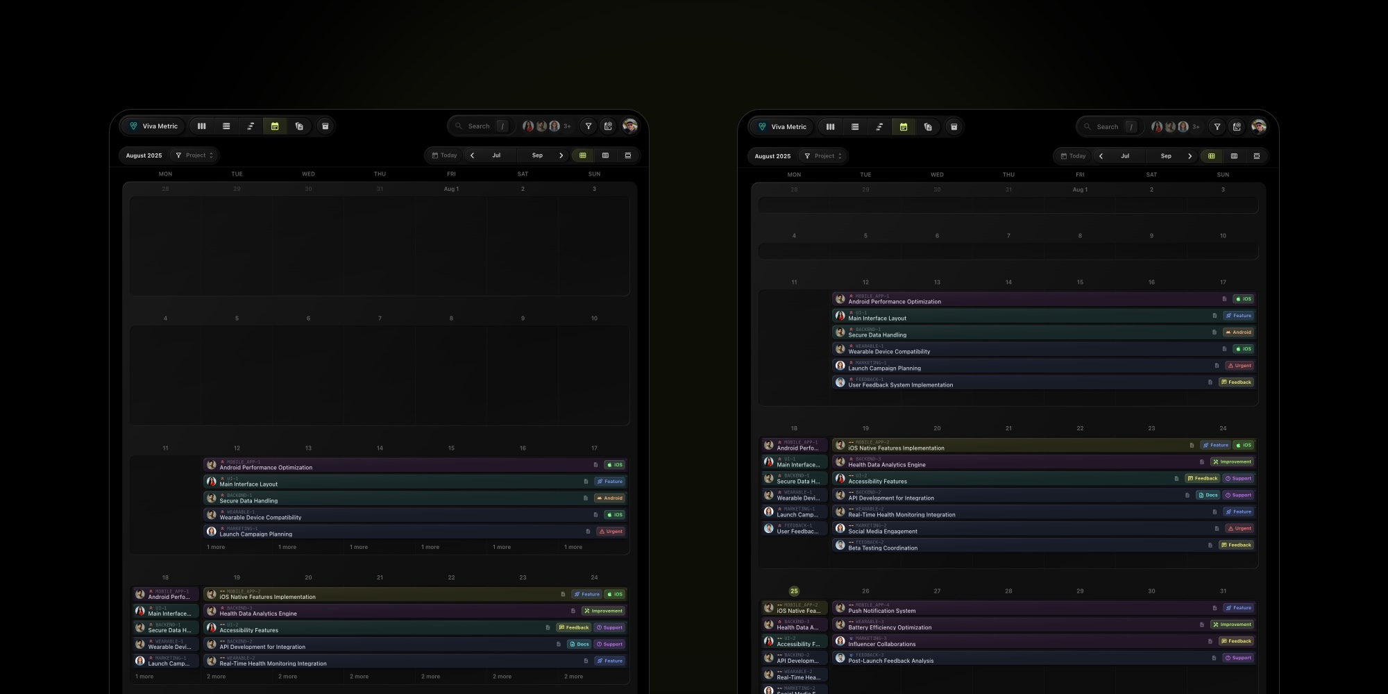 Smarter Calendar View: Auto Task Rows & Project Filters
